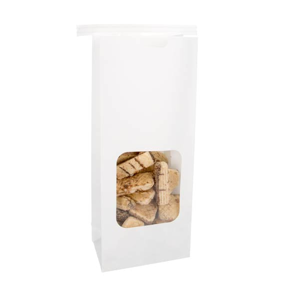 Kraftbeutel Weiß wiederverschließbar 10.8x6.4x26.7cm (100 Stück) [TTW2W]