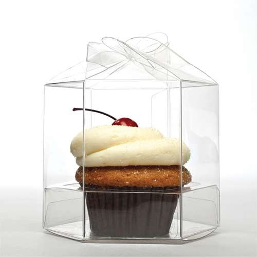 Cupcake-Boxen mit Drehspitze für 1 Cupcake 8.9x8.9x9.5cm Transparent (100 Stück) [CBS238]