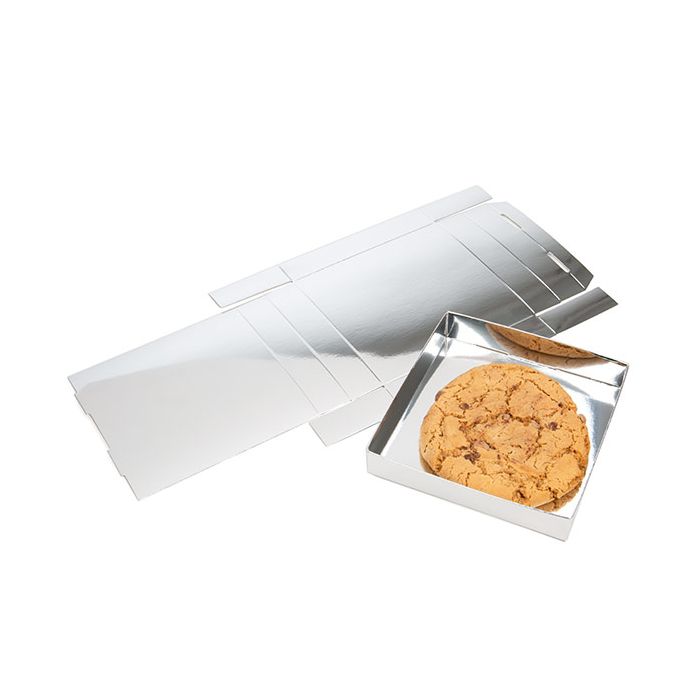 Fonds de boîte à papier argenté brillant 13 x 2,5 x 13,3 cm (25 Pieces) [SS357]