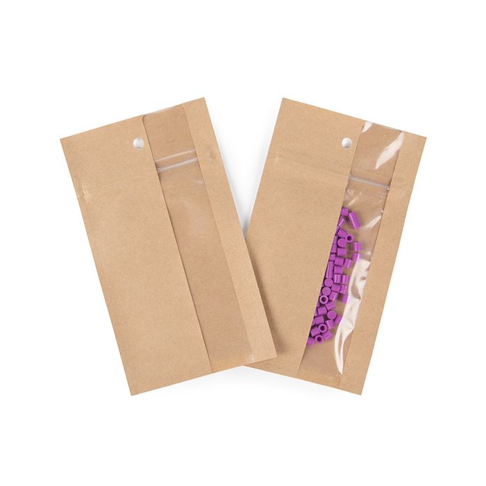 Druckverschlussbeutel Kraft mit vertikalem Fenster 7.6x11.4 cm (100 Stück) [HZBV3K]