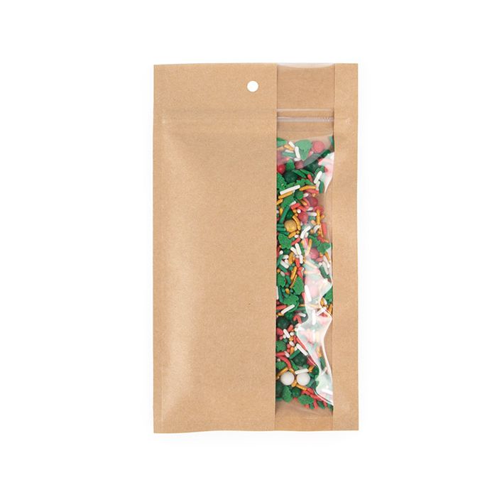 Sachets Zip Kraft avec fenêtre verticale 10.2x16.5 cm (100 pièces) [HZBV5K]