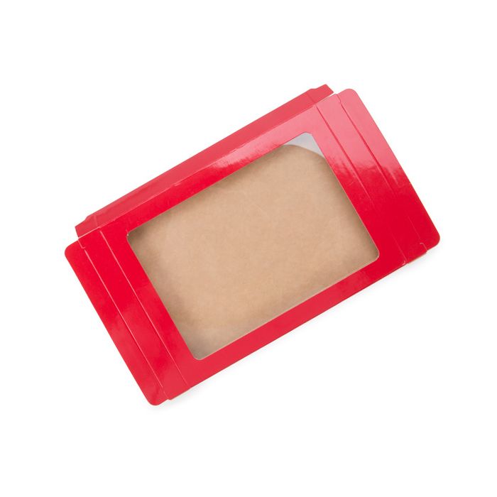 Pappschachteln mit Fenster Rot 12,5x1,5x16,8cm (25 Stück) [WGRG2]