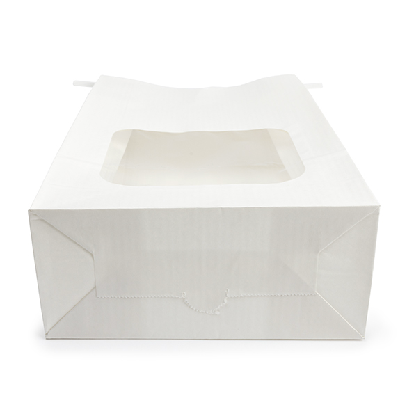 Sac kraft blanc avec fermeture tin-tie et fenêtre 15,2x7x26,7 cm (100 pcs) [TTW3W]