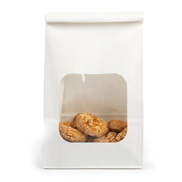 Sac kraft blanc avec fermeture tin-tie et fenêtre 15,2x7x26,7 cm (100 pcs) [TTW3W]