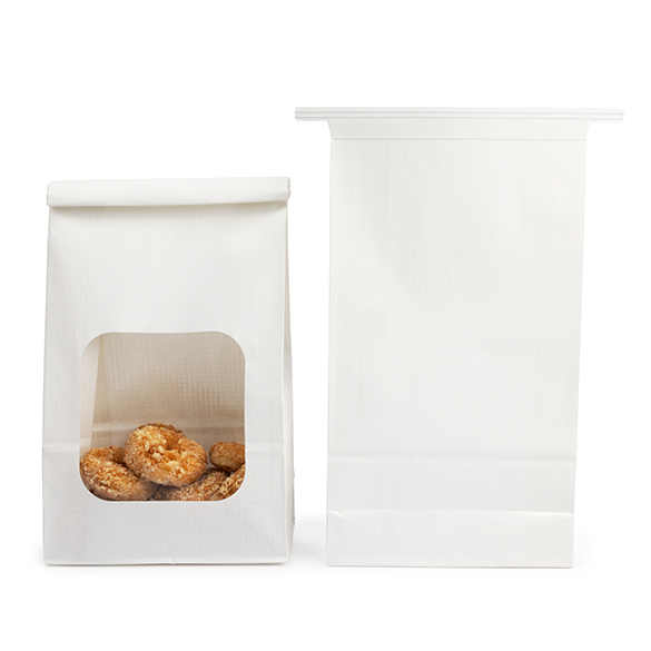 Sac kraft blanc avec fermeture tin-tie et fenêtre 15,2x7x26,7 cm (100 pcs) [TTW3W]