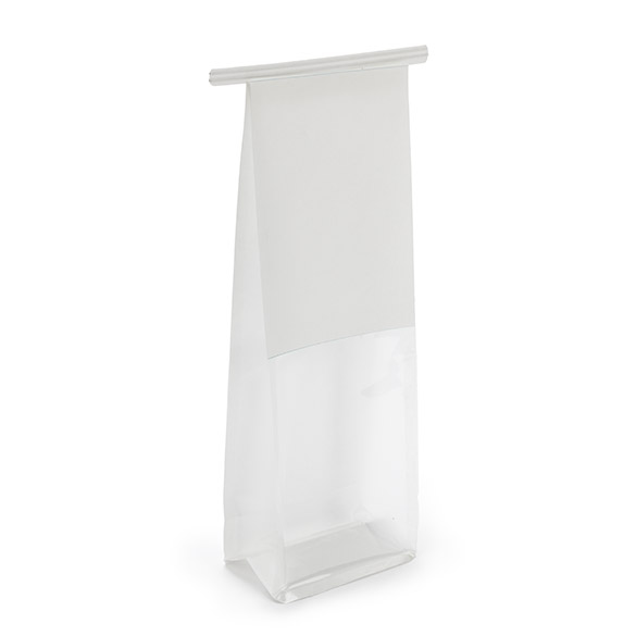 Sac à fond plat blanc avec fermeture tin-tie et soufflets 8,9x6,4x25,4 cm (100 pcs) [TTGB1W]