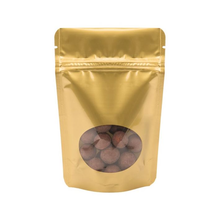 Doypack Or avec fenêtre ovale 10.2x6x15.2cm | 57g (100 pièces) [ZBGO2G]