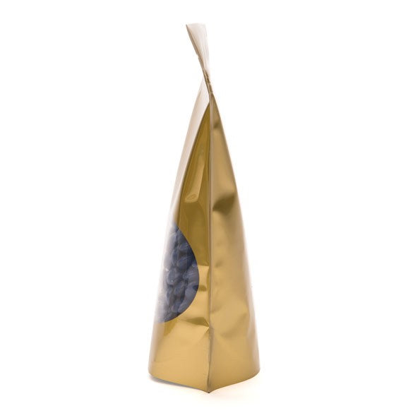 Buste doypack color oro con finestra ovale 13x7x20.5cm | 113 grammi (100 pezzi) [ZBGO3G]