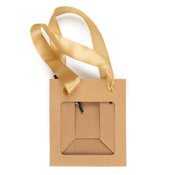 Kraft Gift Merchandise Bag w/ Window 10,2x7x11,4cm