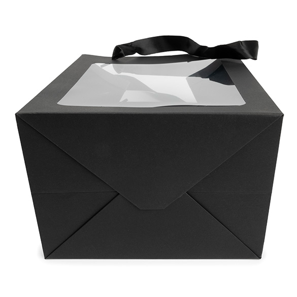 Sacs cadeaux noir avec fenêtre 17,8x12,7x24,9 cm (10 pcs) [GMBW2B]