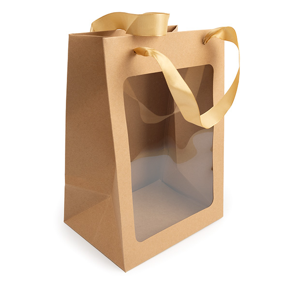 Sacchetto regalo kraft con finestra 17,8x12,7x24,9cm (10 pz) [GMBW2K]