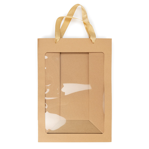Kraft Gift Merchandise Bag w/ Window 24,9x15,2x35,1cm