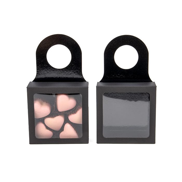 Pappschachteln mit Fenster & Aufhängeloch 9x3x9cm Schwarz (25 Stück) [FS356B]