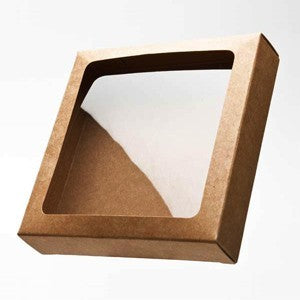 boite en kraft marron avec fenêtre 10.5x2.2x10.5cm (25 Pieces) [WKR245]