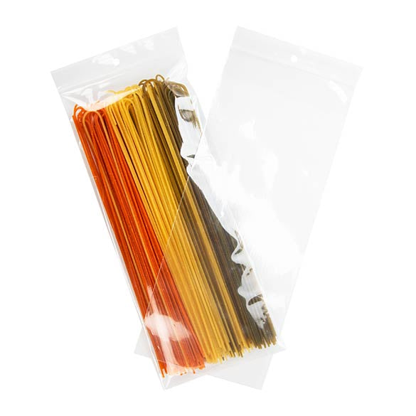 Sacchetto trasparente con chiusura a pressione e foro 12.5x30.5cm PP 75 microns (100 pezzi) [Z3R512]