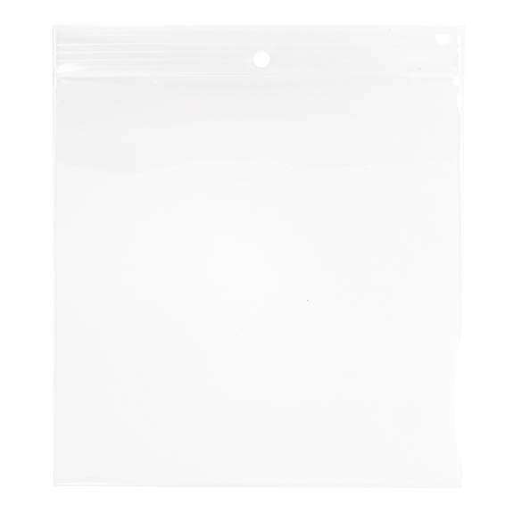 Sachet zip à transparence cristalline 100 microns avec trou pour suspension 15,2x15,2cm (100 pièces) [Z4R66]