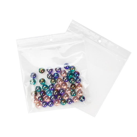 Sachet zip à transparence cristalline 100 microns avec trou pour suspension 15,2x15,2cm (100 pièces) [Z4R66]