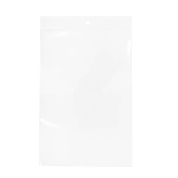 Sachet zip à transparence cristalline 100 microns avec trou pour suspension 15,2x22,9cm (100 pièces) [Z4R69]