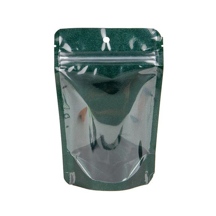 Buste doypack Trasparente/verde glitterato 10,2x6x15,2 cm (100 pezzi) [ZBG2GLGR]