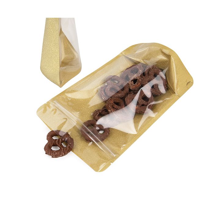 Doypack Transparant/Or à Paillettes 13x7,9x20,6cm (100 pièces) [ZBG3GLG]