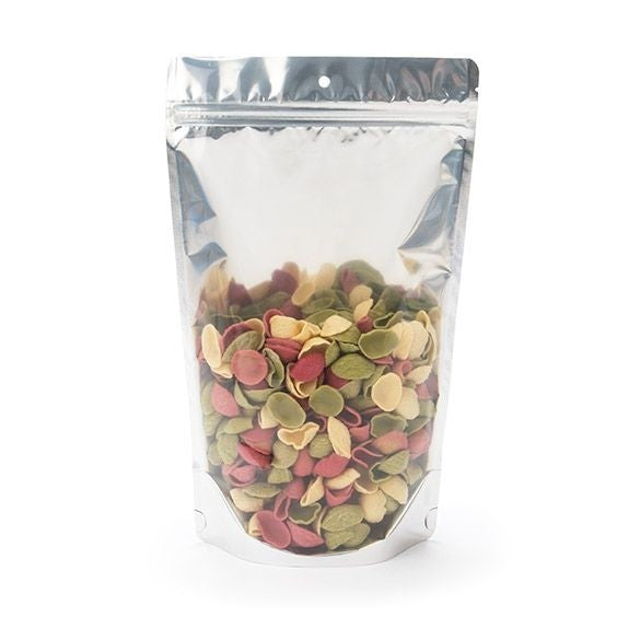 Standbodenbeutel Transparent/Schwarz 17.1x8.9x28.5cm | 340 Gramm mit Aufhängeloch (100 Stück) [ZBGB4H]