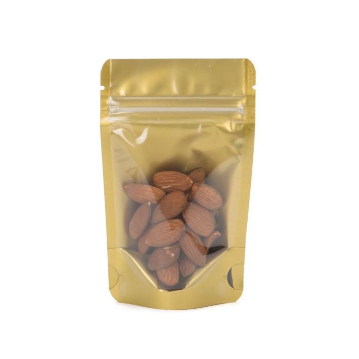 Standbodenbeutel Transparent/Gold 12x7.5x18.5cm | 110 Gramm (100 Stück) [ZBGGC46]