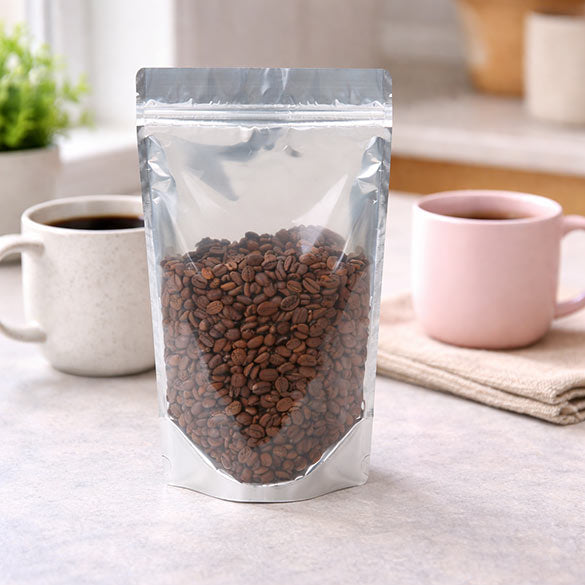 Standbodenbeutel Transparent/Kraft 17x9x28.5cm | 340 Gramm (100 Stück) [ZBGK4]