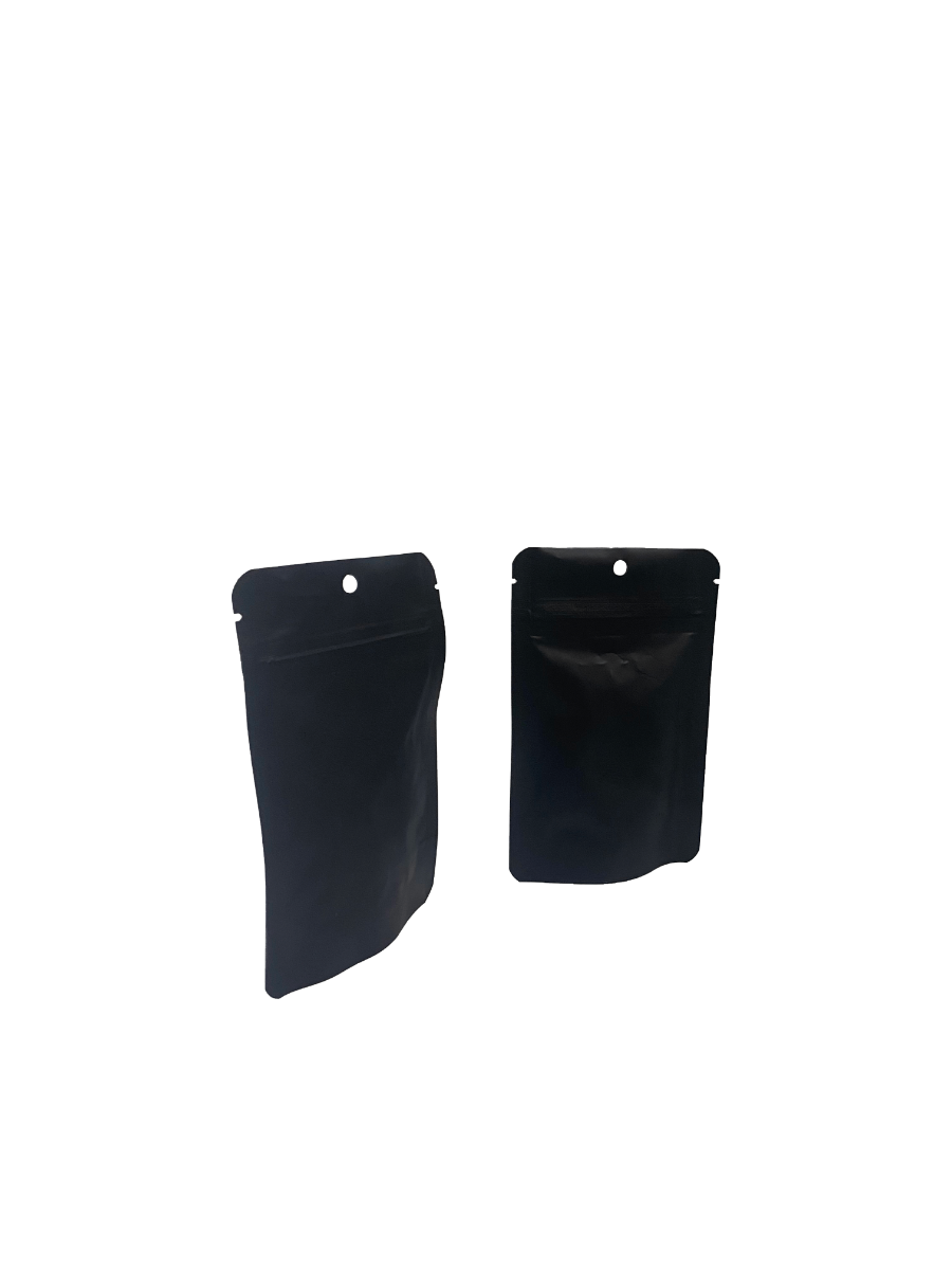 Doypack Noir mat 8x5x13cm | 28g Trou Suspension Rond (100 pièces) [ZBGM1MBH]