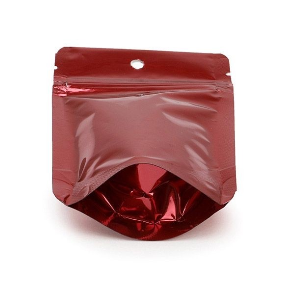 Doypack Rouge Métallisé 8x5x13cm | 28g Trou Suspension Rond (100 pièces) [ZBGM1RH]