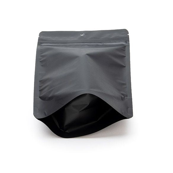Standbodenbeutel Mattschwarz 13x8x20.5cm | 110 Gramm mit Aufhängeloch (100 Stück) [ZBGM3MBH]