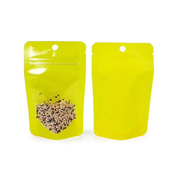 Doypack Transparent/Jaune Fluo 7,9x5,1x13cm (100 pièces) [ZBGN1YW]