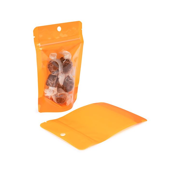 Doypack Transparent/Orange Fluo 10,2x6x15,2cm (100 pièces) [ZBGN2OR]