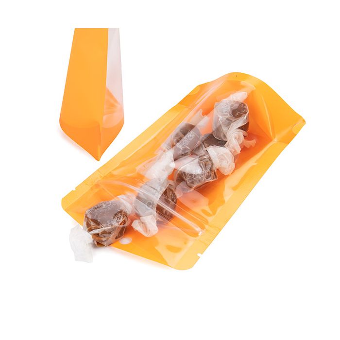 Doypack Transparent/Orange Fluo 10,2x6x15,2cm (100 pièces) [ZBGN2OR]