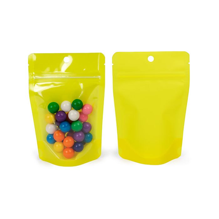 Standbodenbeutel Transparent/Neon- Gelb 10,2x6x15,2 cm (100 Stück) [ZBGN2YW]