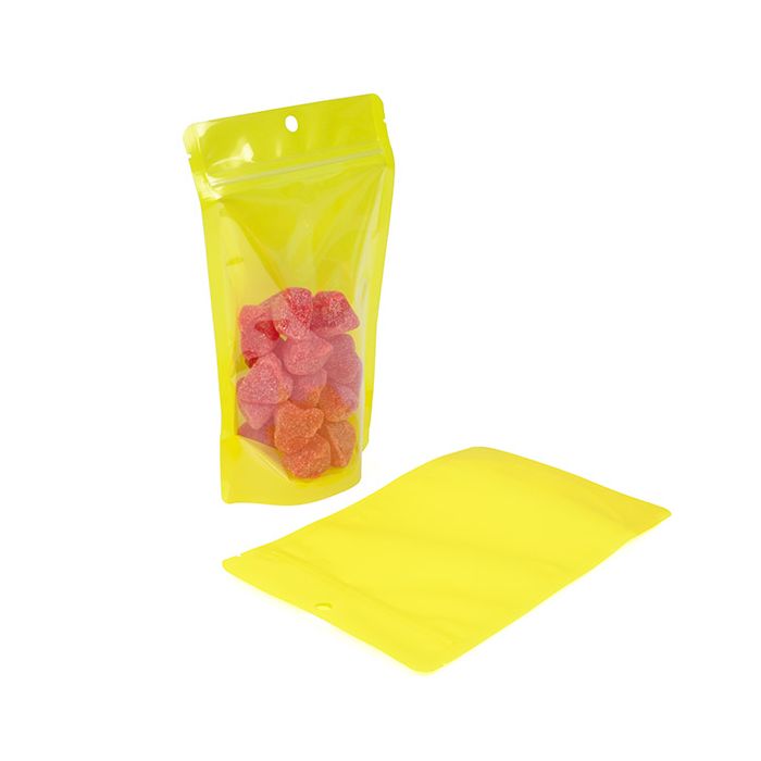 Standbodenbeutel Transparent/Neon- Gelb 13x7,9x20,6 cm (100 Stück) [ZBGN3YW]