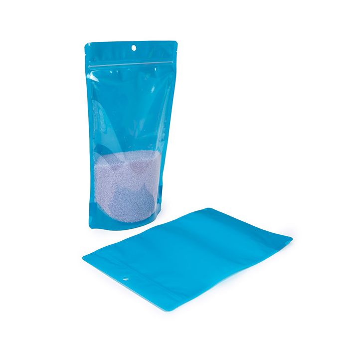 Doypack Transparent/Bleu Fluo 17,2x8,9x28,6cm (100 pièces) [ZBGN4BL]