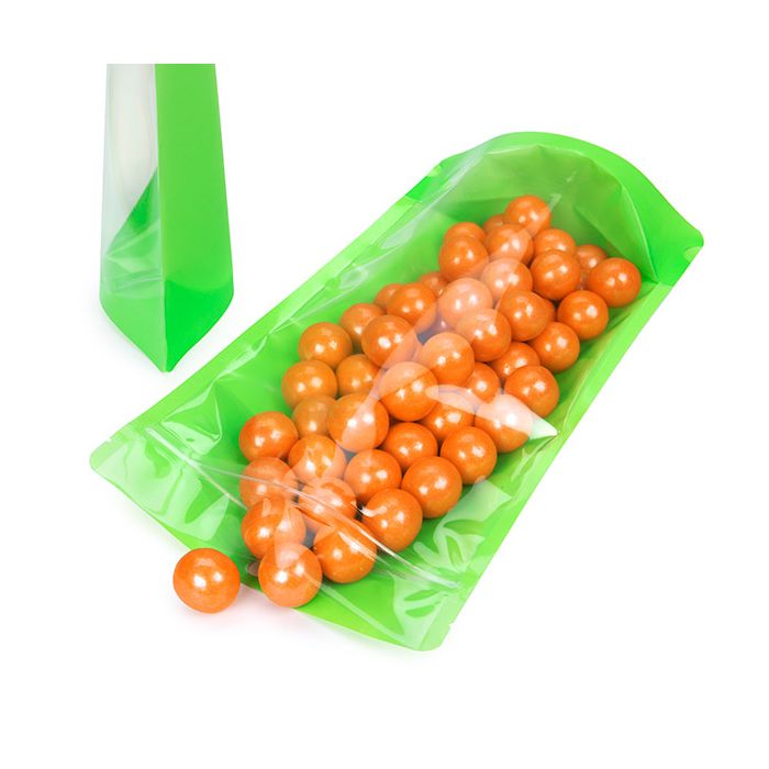 Standbodenbeutel Transparent/Neon- Grün 17,2x8,9x28,6 cm (100 Stück) [ZBGN4GR]