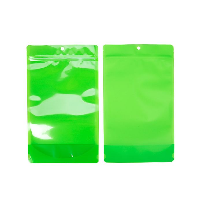Standbodenbeutel Transparent/Neon- Grün 17,2x8,9x28,6 cm (100 Stück) [ZBGN4GR]
