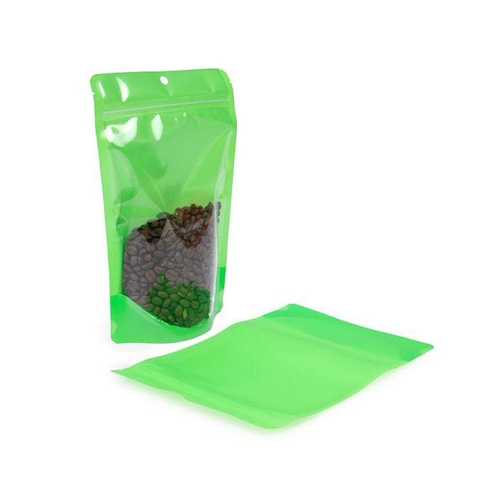 Doypack Transparent/Vert Fluo 14,9x8,9x23,2cm (100 pièces) [ZBGN7GR]