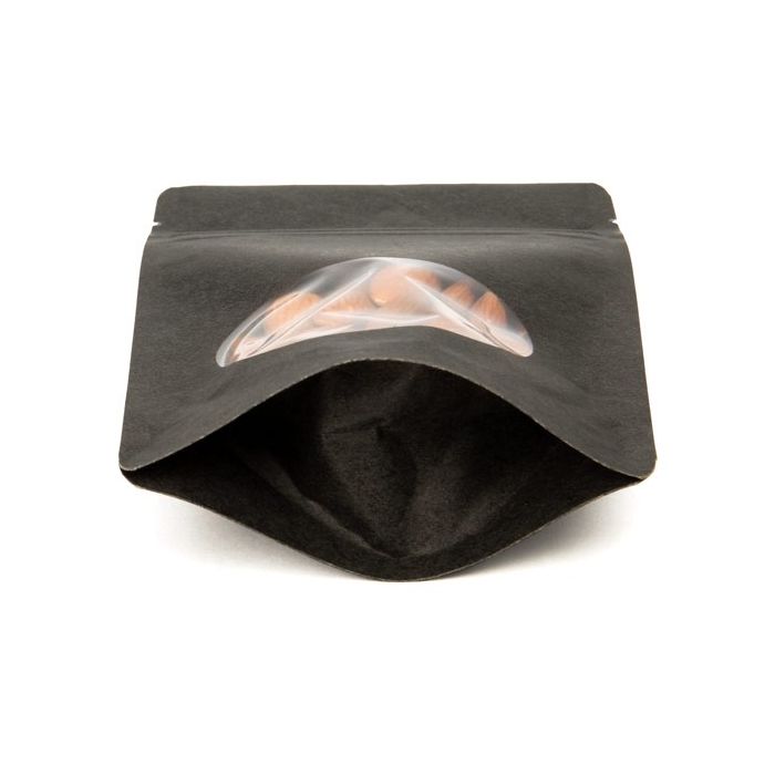 Buste doypack Kraft Nero con finestra ovale 17x9x28.5cm | 340 grammi (100 pezzi) [ZBGO4BK]