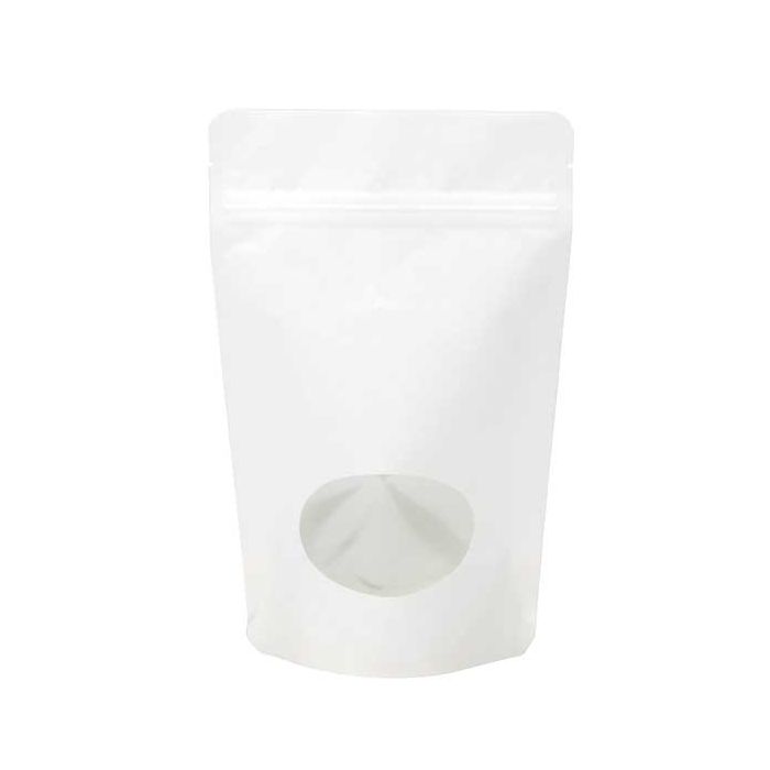 Stand Up Pouches Kraft White with oval Window 14.9x8.9x23.2cm | 312 grams