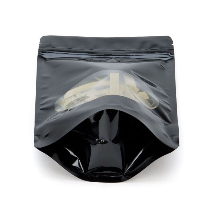 Doypack Noir avec fenêtre ovale 13x7.9x20.6cm | 113g (100 pièces) [ZBGO3B]