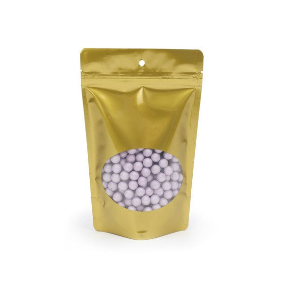 Buste doypack color oro con finestra ovale 13x7x20.5cm | 113 grammi (100 pezzi) [ZBGO3G]