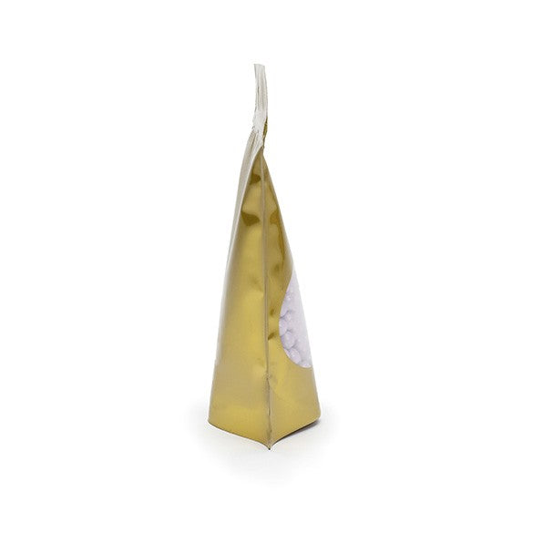 Buste doypack color oro con finestra ovale 13x7x20.5cm | 113 grammi (100 pezzi) [ZBGO3G]