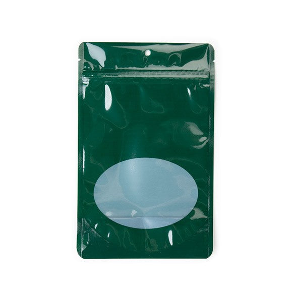 Buste doypack verdi con finestra ovale 13x7x20.5cm | 113 grammi (100 pezzi) [ZBGO3HG]
