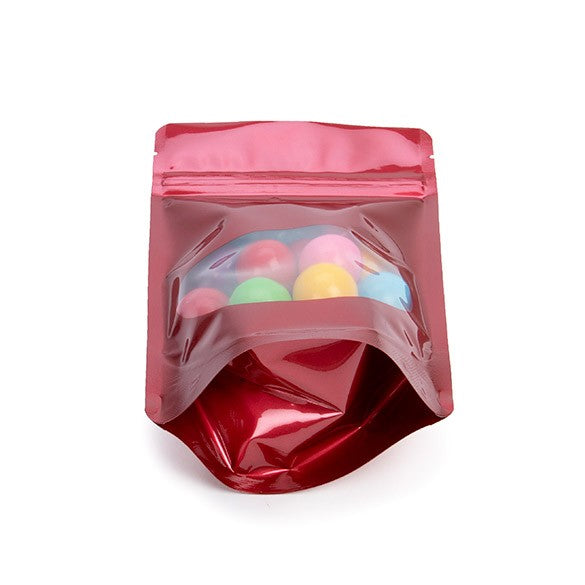 Buste doypack rosse con finestra ovale 13x7x20.5cm | 113 grammi (100 pezzi) [ZBGO3R]