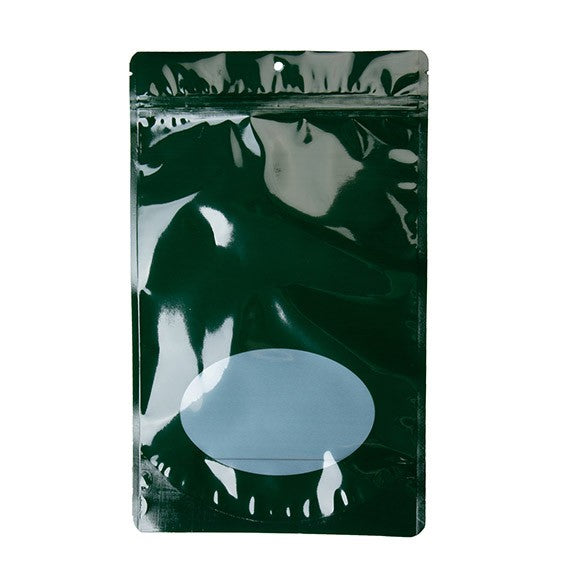 Doypack Vert chasseur avec fenêtre ovale 17.1x8.9x28.5cm | 340g (100 pièces) [ZBGO4HG]