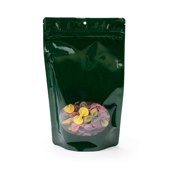 Doypack Vert chasseur avec fenêtre ovale 17.1x8.9x28.5cm | 340g (100 pièces) [ZBGO4HG]