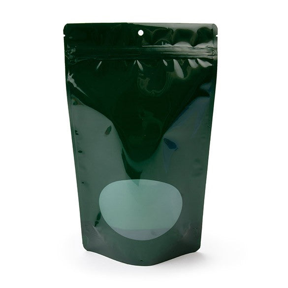 Doypack Vert chasseur avec fenêtre ovale 17.1x8.9x28.5cm | 340g (100 pièces) [ZBGO4HG]