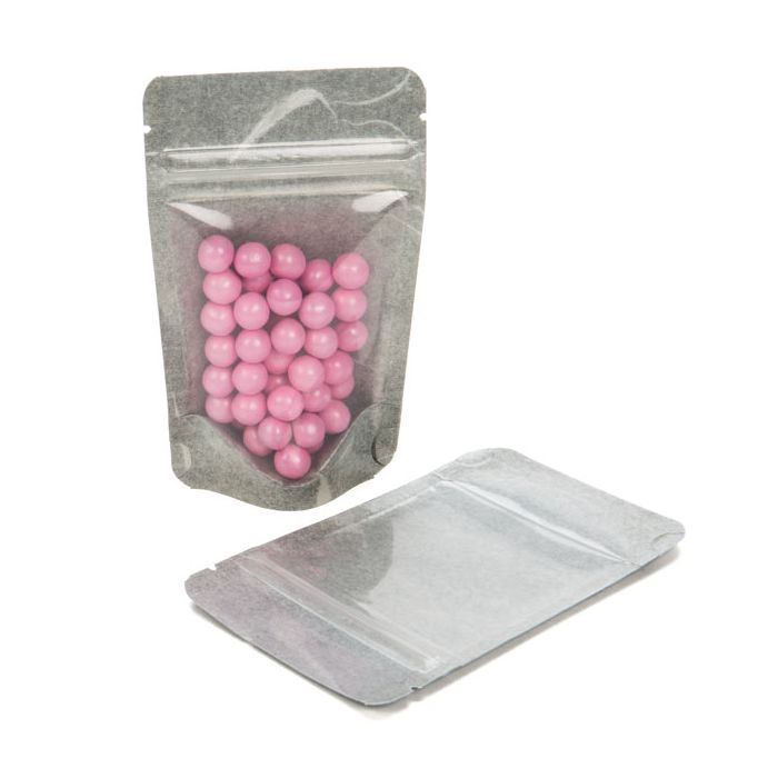 Buste doypack in carta di riso trasparente/nero 7.9x5.1x13cm | 28 grammi (100 pezzi) [ZBGR1BC]